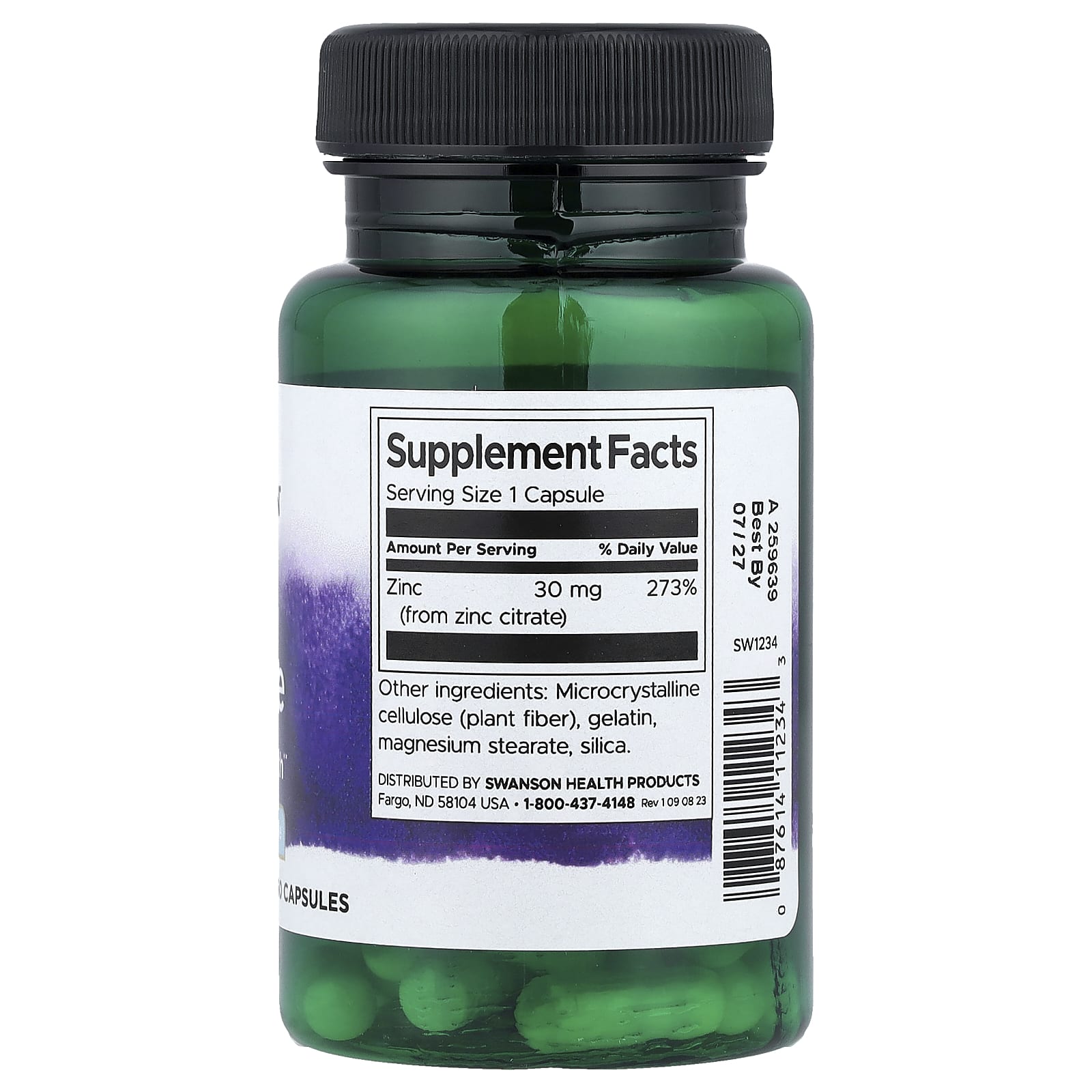 Citrato de Zinco 50 mg, 60 Cápsulas, Swanson