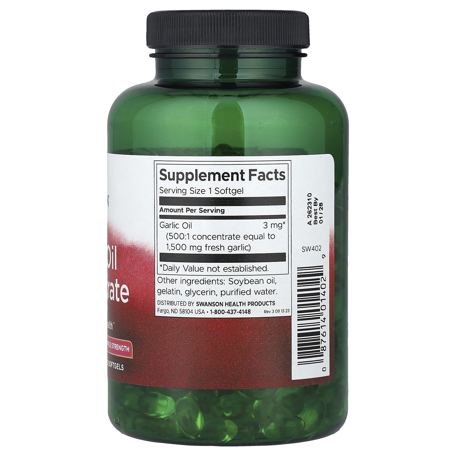 Óleo de alho 1500 mg, 500 cápsulas, Swanson