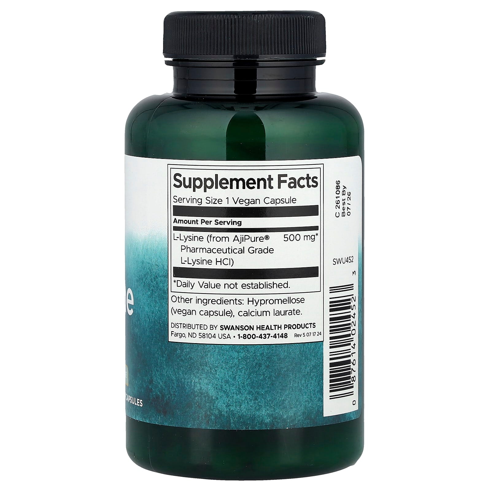 AjiPure L - Lisina, 500mg, 90 vcaps, Swanson