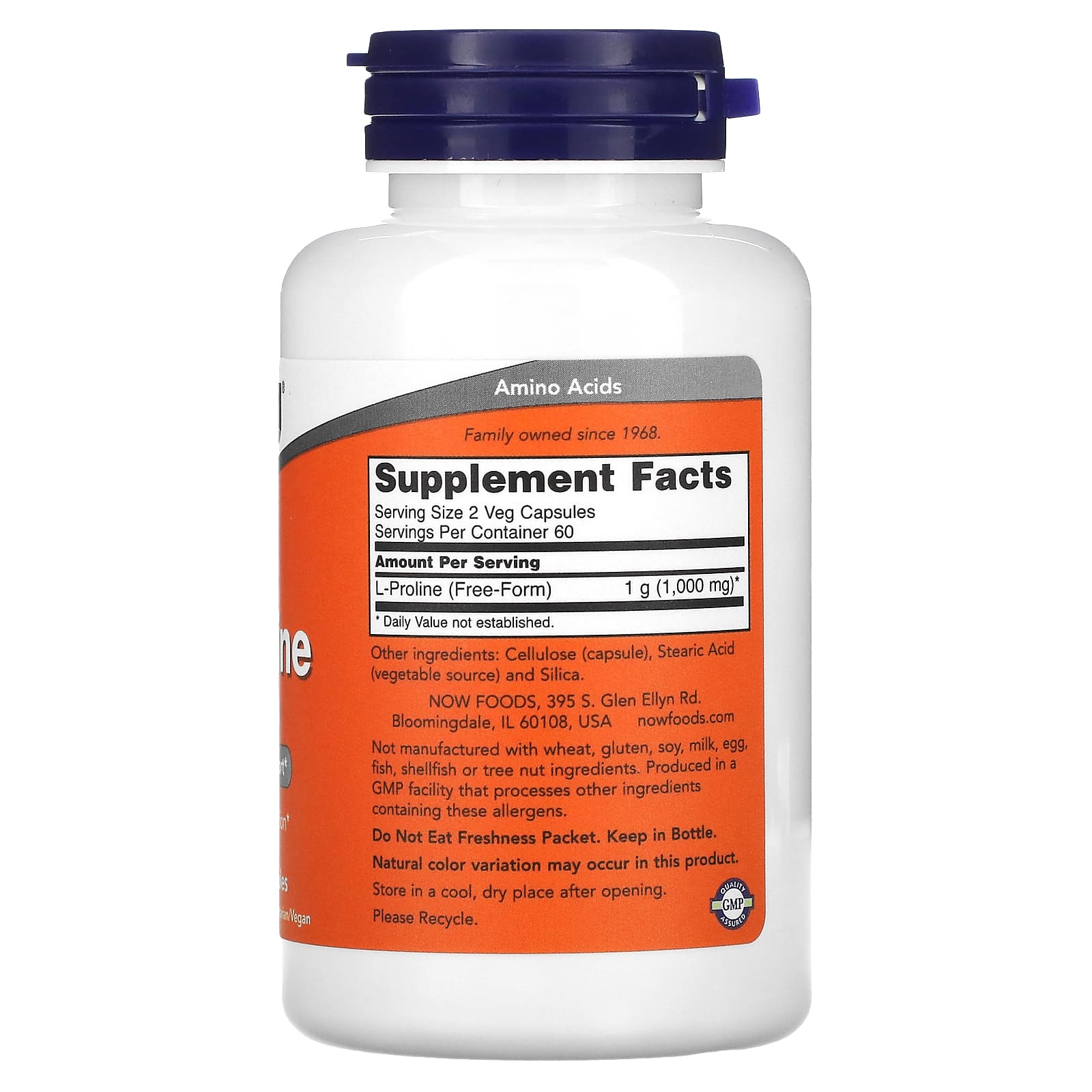 L-Prolina, 500mg, 120 vcaps, Now Foods