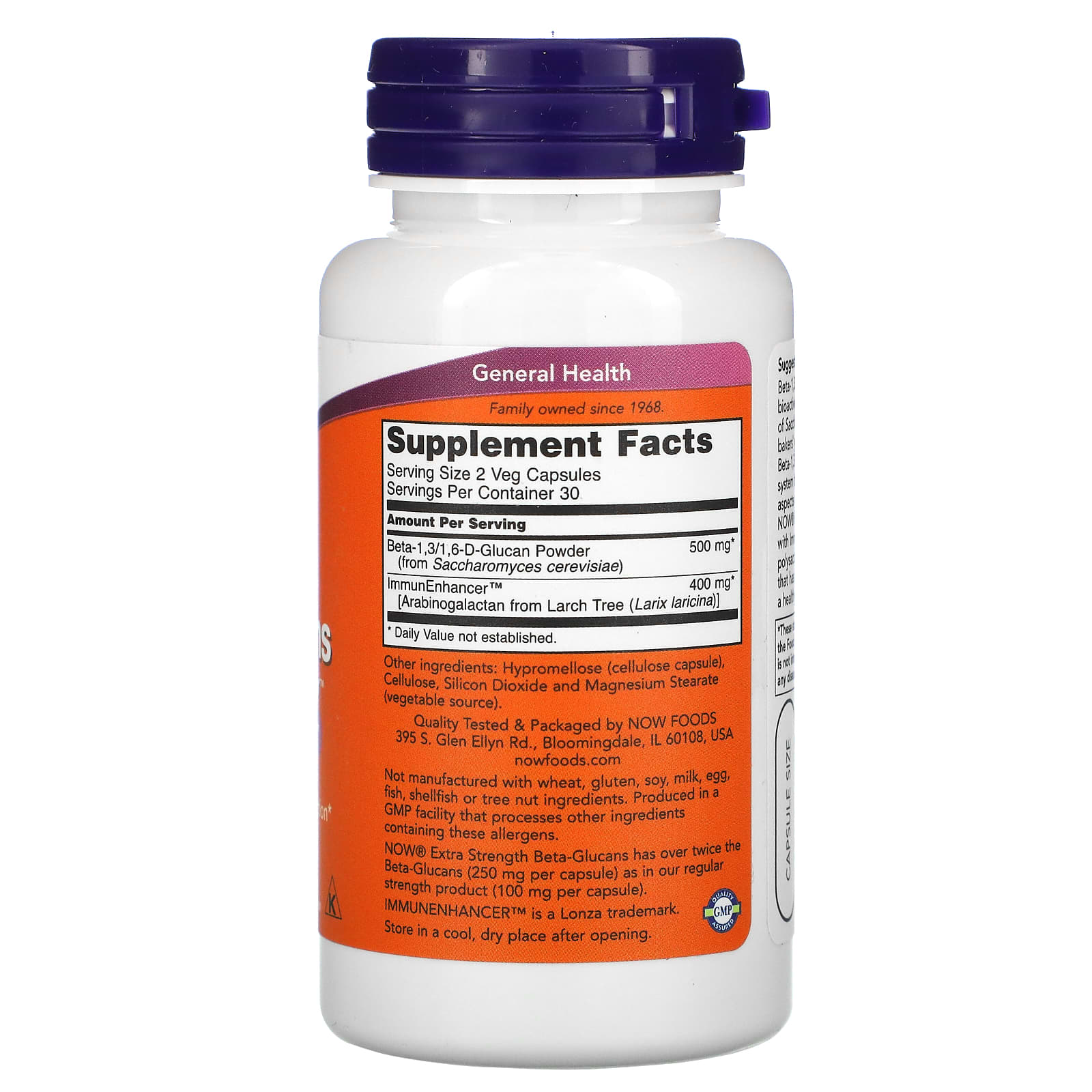 Beta-Glucanos com ImmunEnhancer, Força Extra, 60 vcaps, Now Foods