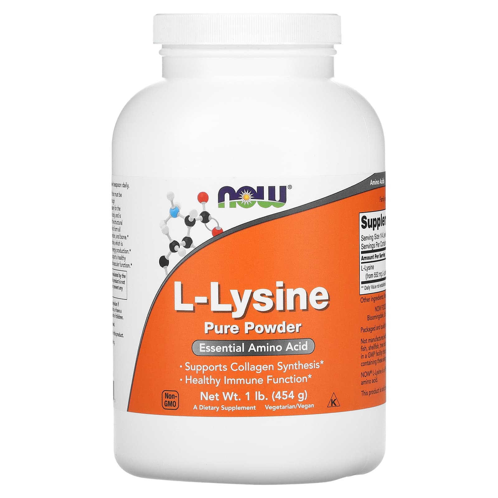 L-Lisina - 1000mg (Pó), 454 gramas, Now Foods
