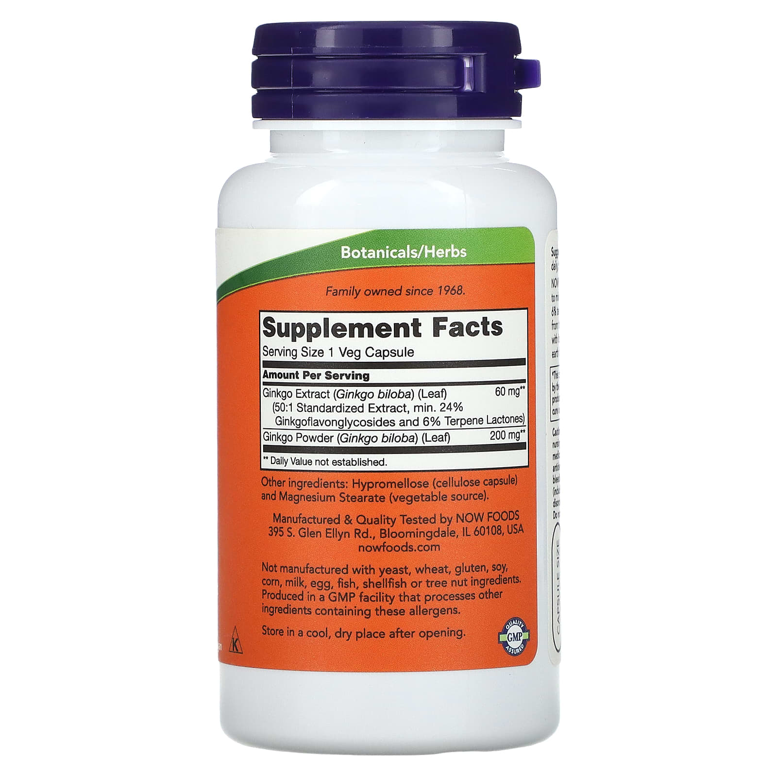 Ginkgo Biloba - 60mg, 60 vcaps, Now Foods