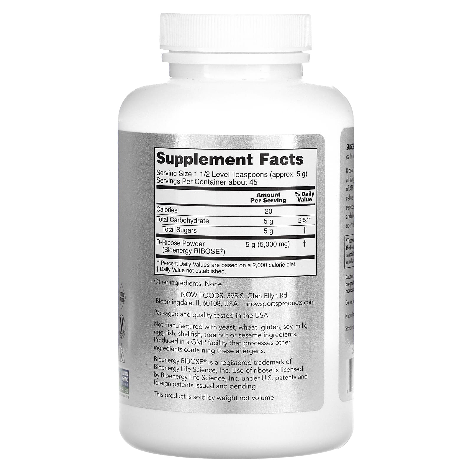 D-Ribose em pó, 227 g, Now Foods