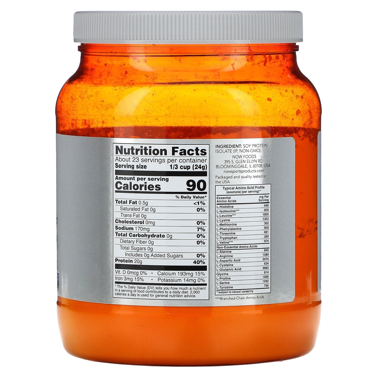 Proteína isolada de soja, sem sabor, 544 gramas, Now Foods