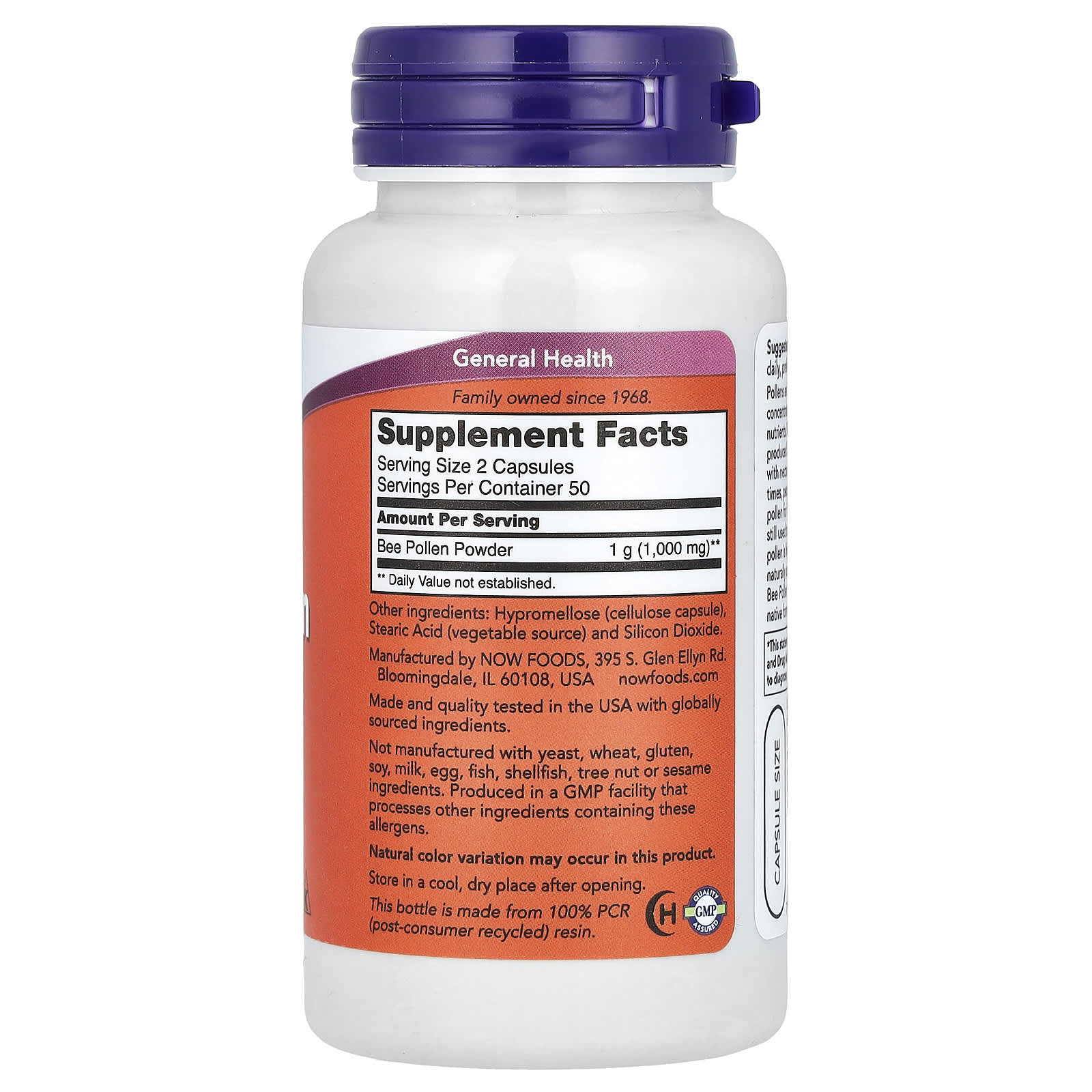 Pólen de abelha, 500mg, 100 caps, Now Foods