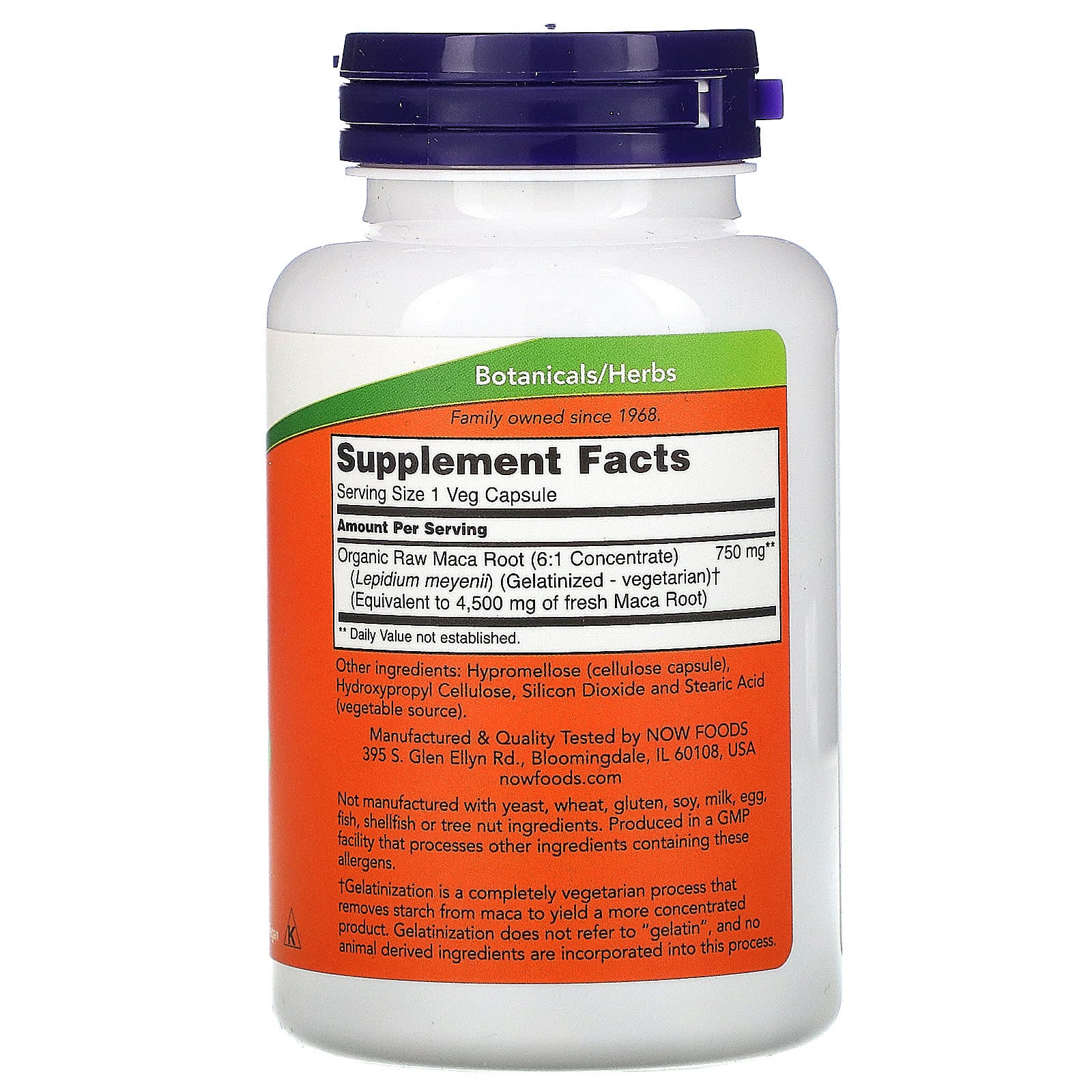 Concentrado de Maca 6:1 - 750 mg cru, 90 vcaps, Now Foods