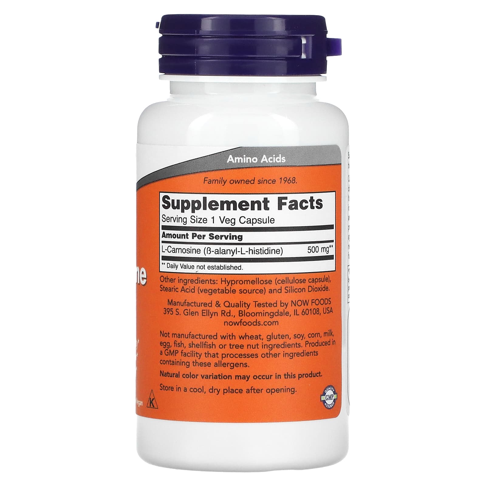 L-Carnosina - 500mg, 50 vcaps, Now Foods