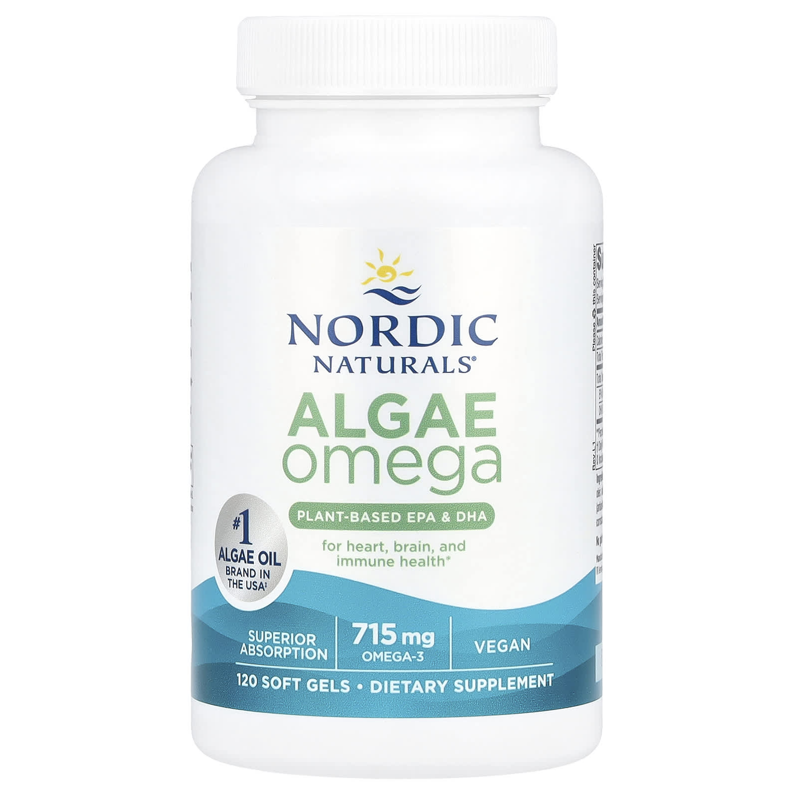 Algas Ômega - 715mg Ômega 3 - 120 cápsulas gelatinosas, Nordic Naturals