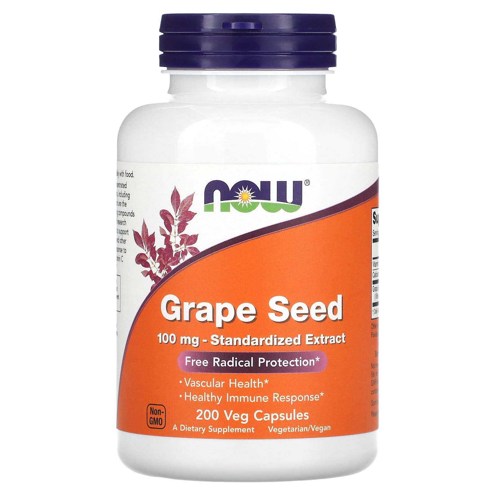 Extrato Padronizado de Semente de Uva - 100mg, 200 vcaps, Now Foods