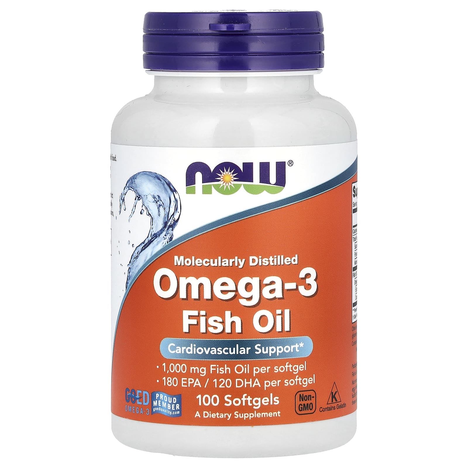 Óleo de peixe ômega-3 - destilado molecularmente, 100 softgels, Now Foods