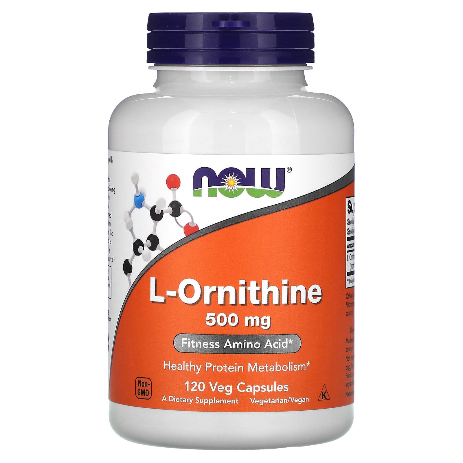 L-Ornitina - 500mg, 120 vcaps, Now Foods