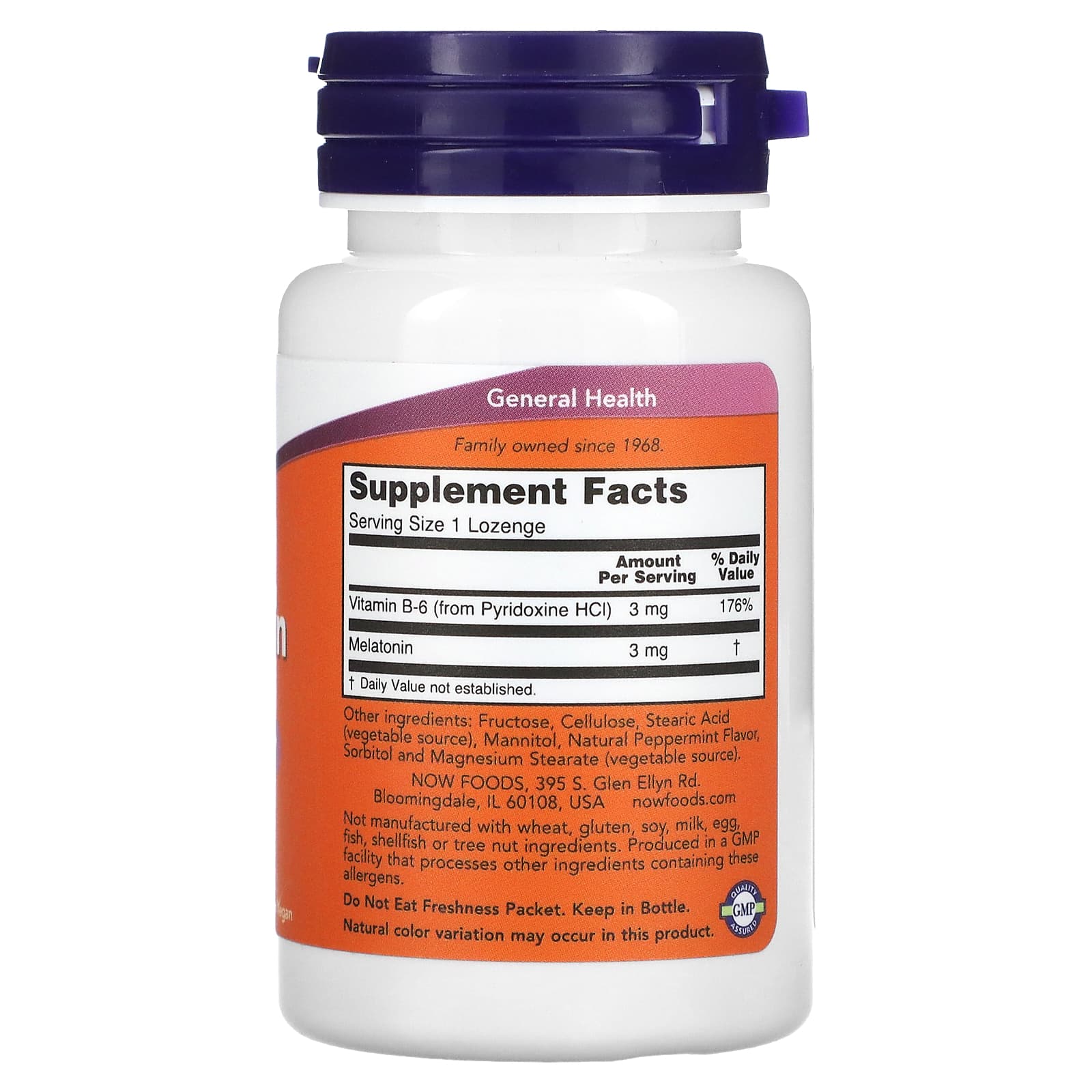Melatonina 3 mg, 180 pastilhas, Now Foods