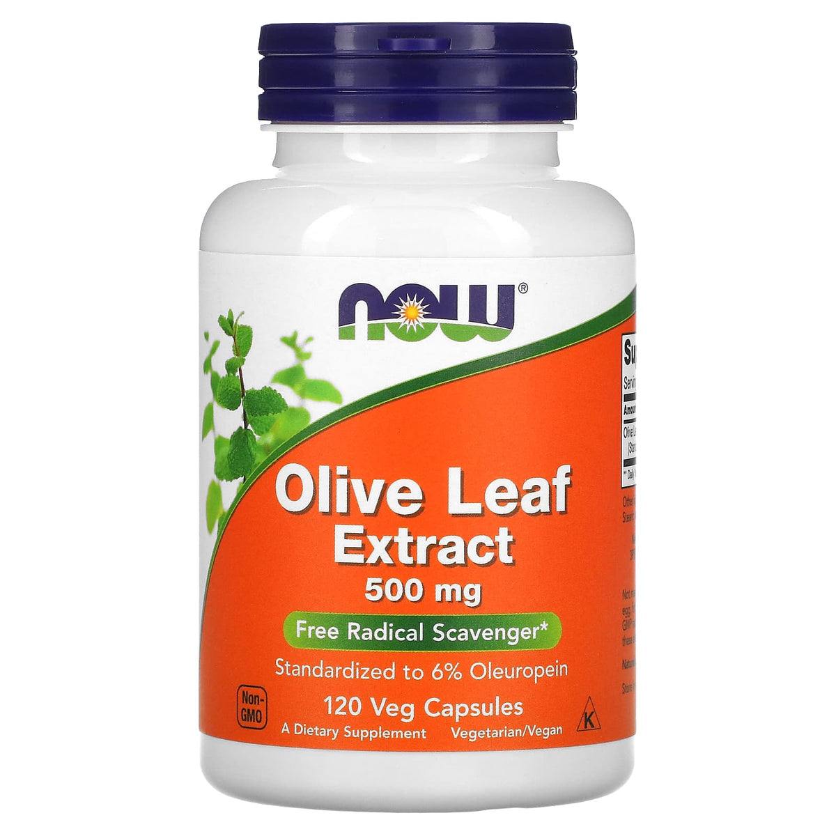 Extrato de Folha de Oliveira - 500mg, 120 vcaps, Now Foods