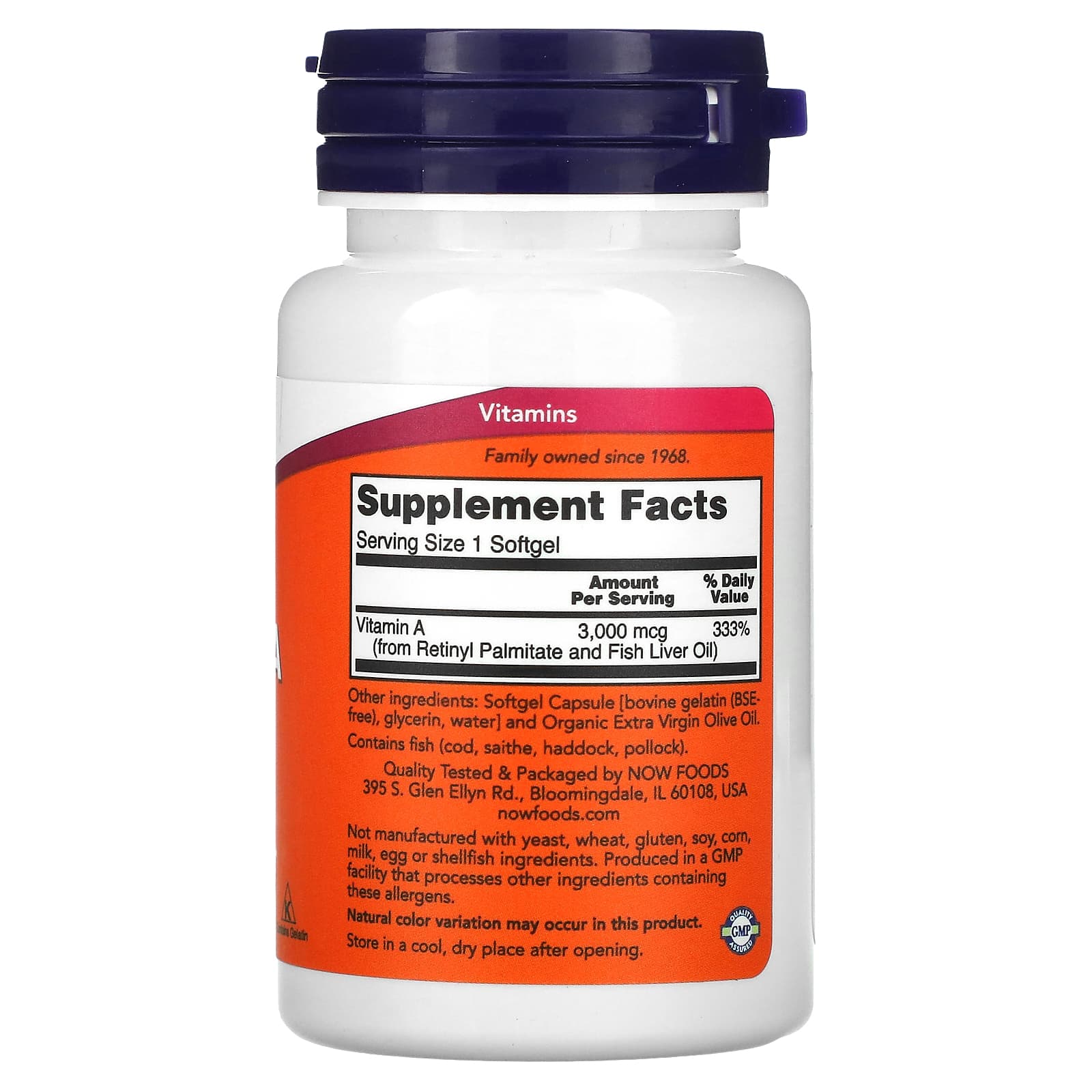Vitamina A, 10.000 UI, 100 softgels, Now Foods