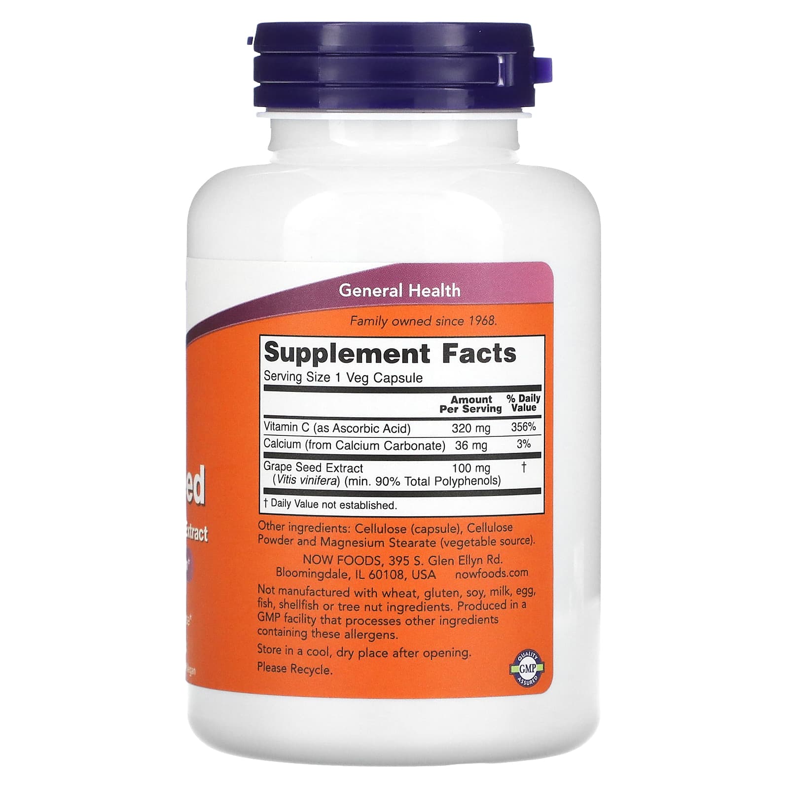 Extrato Padronizado de Semente de Uva - 100mg, 200 vcaps, Now Foods