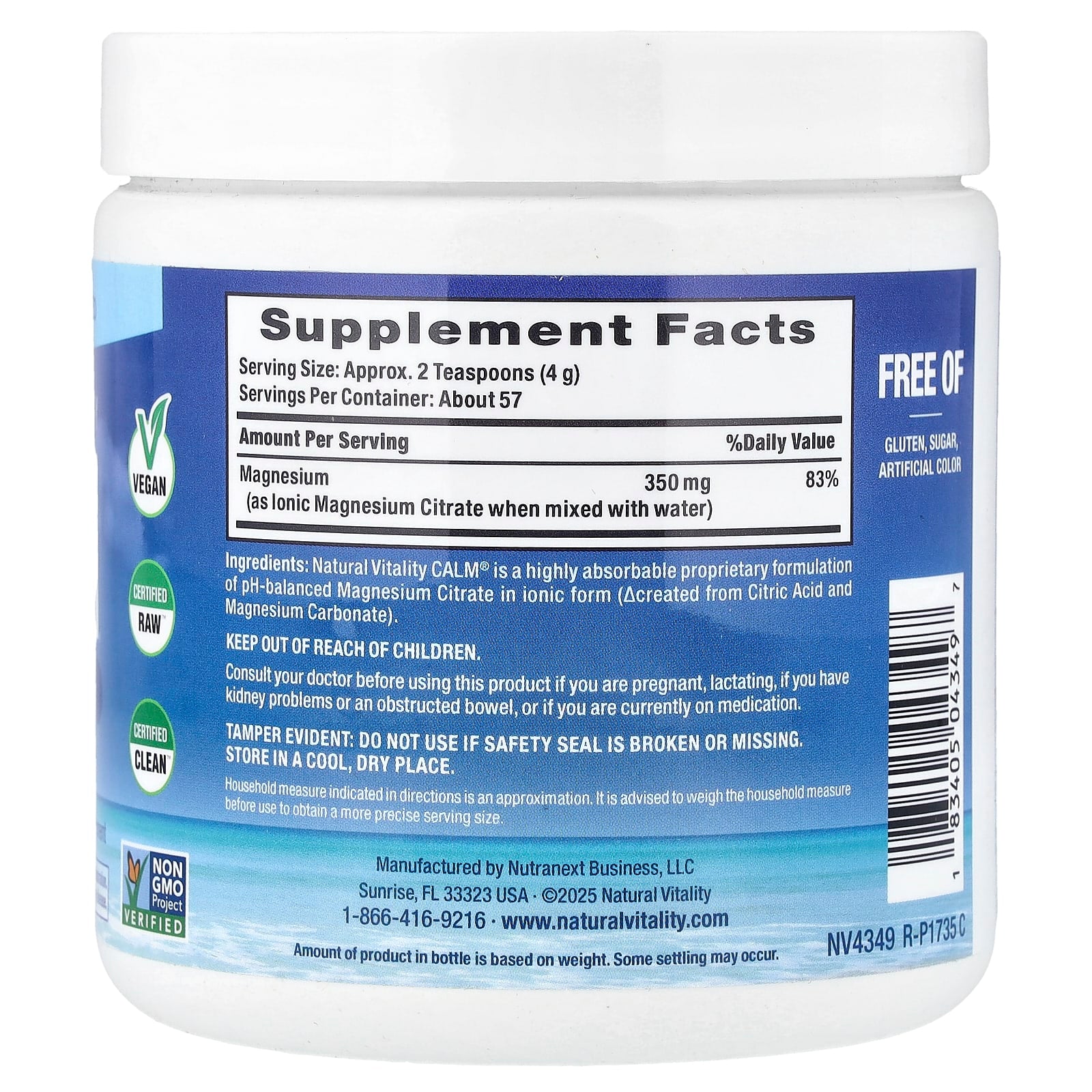 Calma Natural - 226 - 227 gramas - Natural Vitality