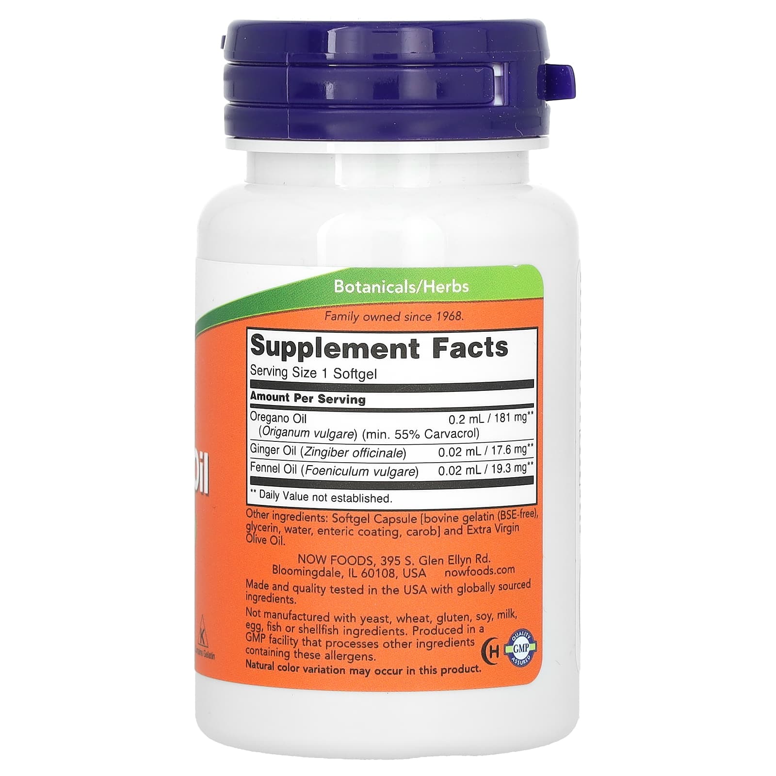 Óleo de Orégano, Entérico, 90 softgels, Now Foods