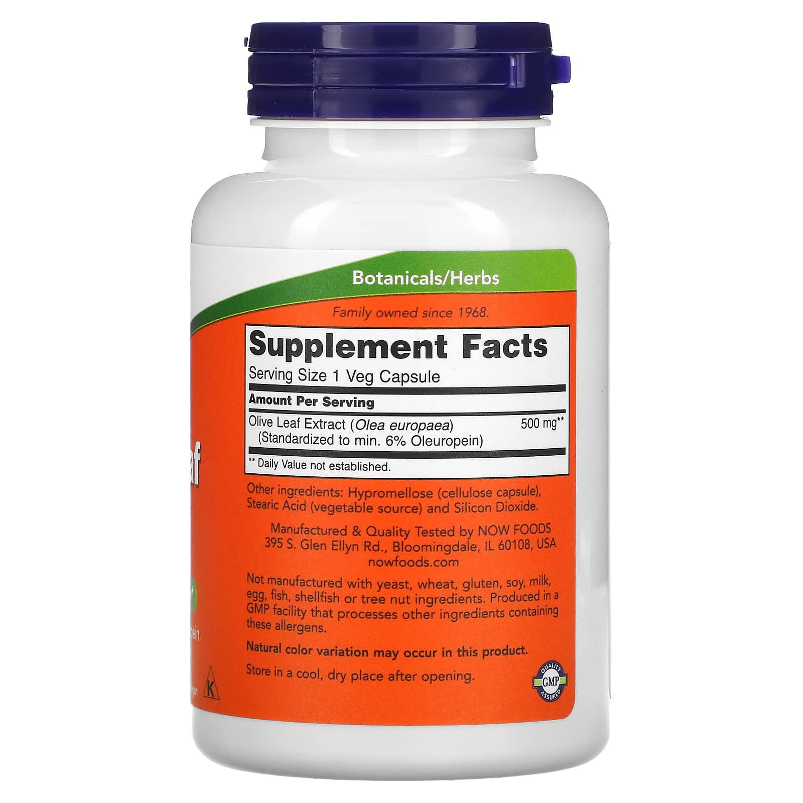 Extrato de Folha de Oliveira - 500mg, 120 vcaps, Now Foods