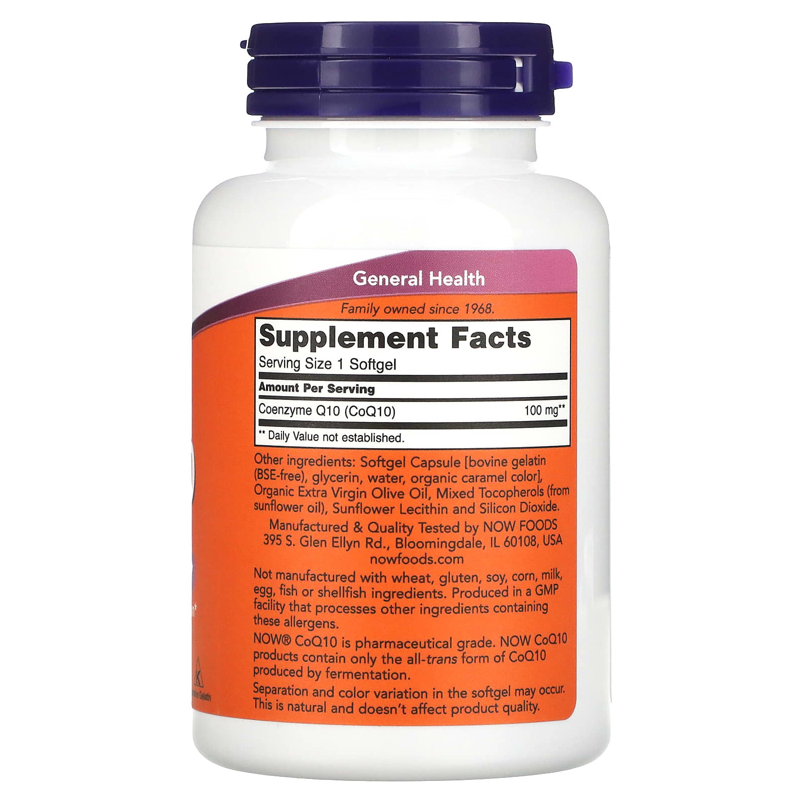 CoQ10 100mg 150 Cápsulas Gelatinosas - Now Foods