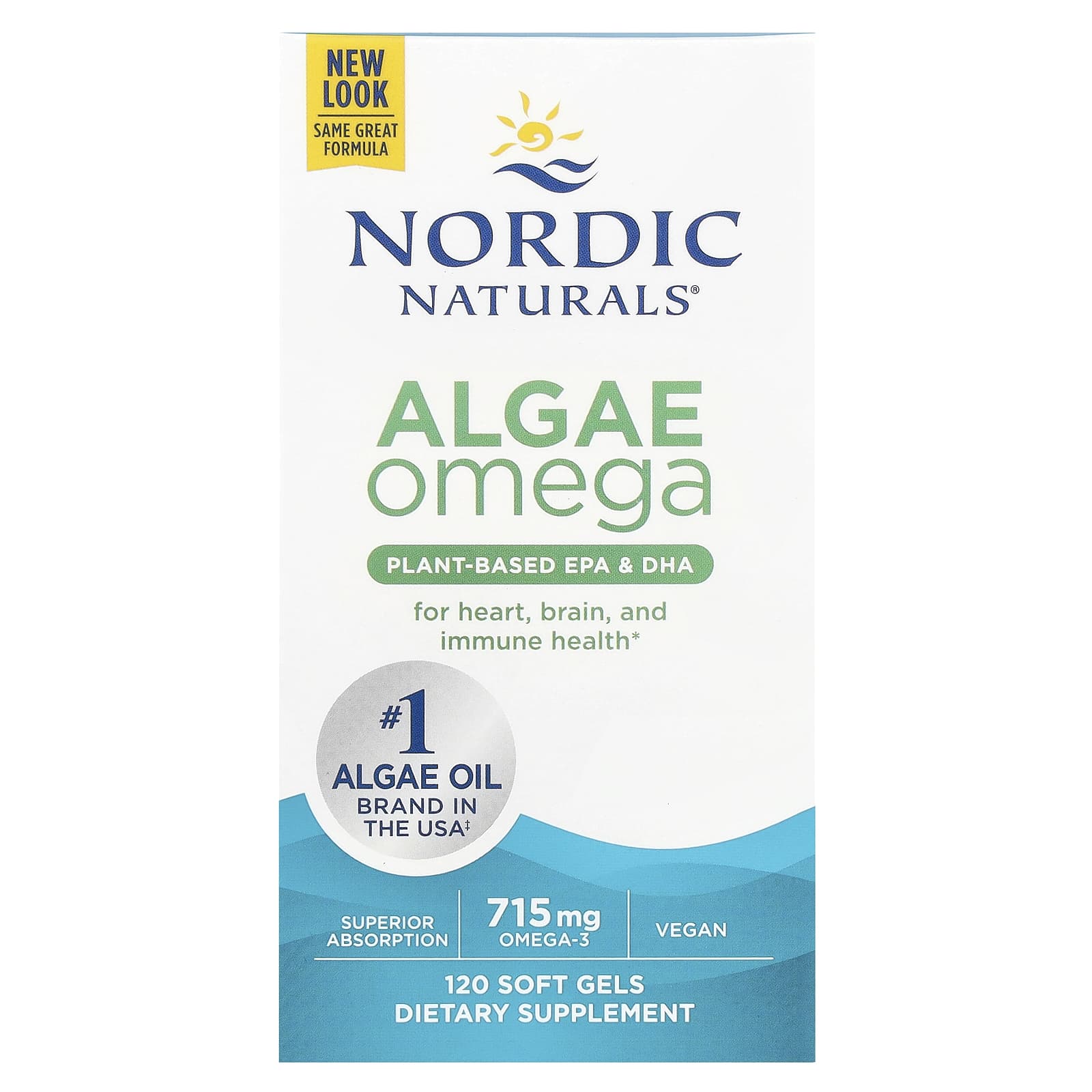 Algas Ômega - 715mg Ômega 3 - 120 cápsulas gelatinosas, Nordic Naturals