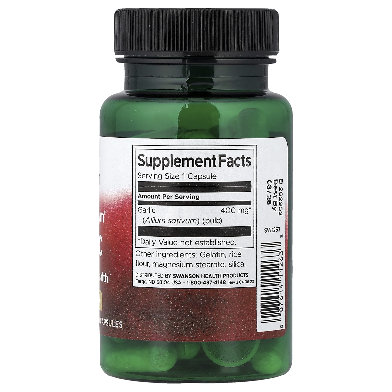 Alho de espectro completo, 400 mg, 60 caps, Swanson