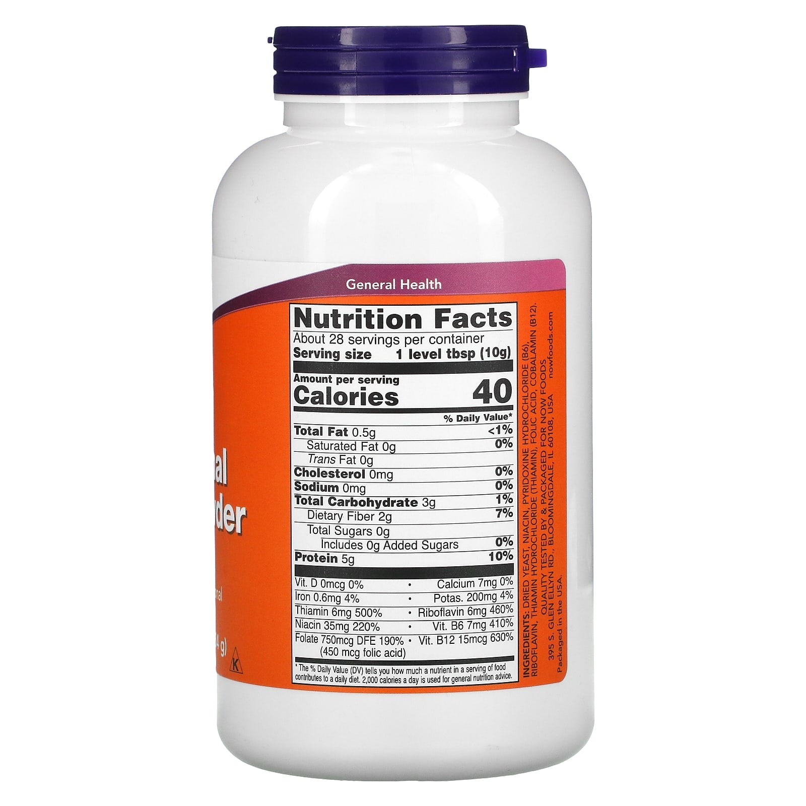 Levedura Nutricional em Pó, 284 gramas, Now Foods