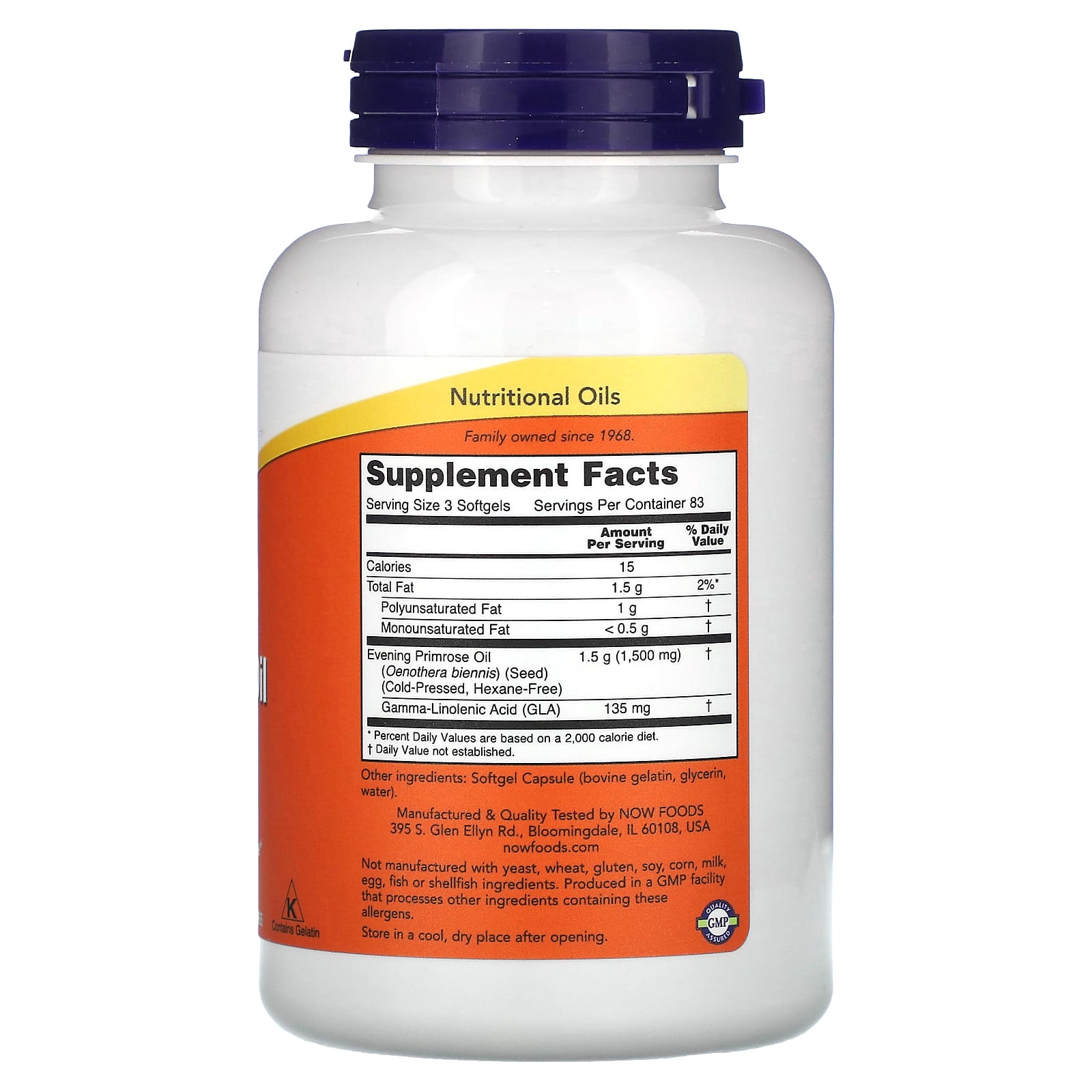 Óleo de Prímula - 500mg, 250 softgels, Now Foods