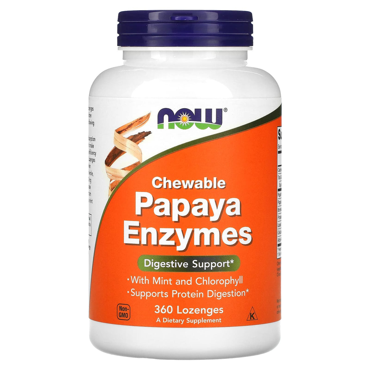 Enzima de mamão - Mastigável, 360 lozenges, Now Foods