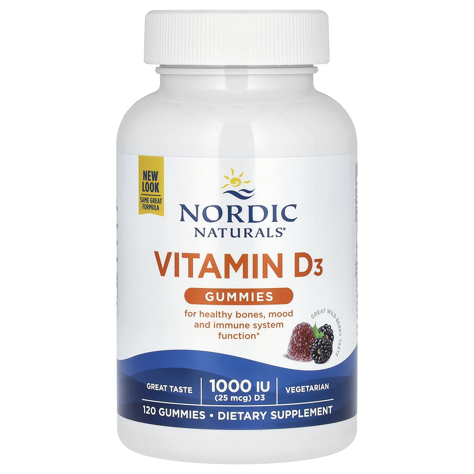 Gomas de Vitamina D3, 1000 UI de Frutos Silvestres - 120 gomas, Nordic Naturals