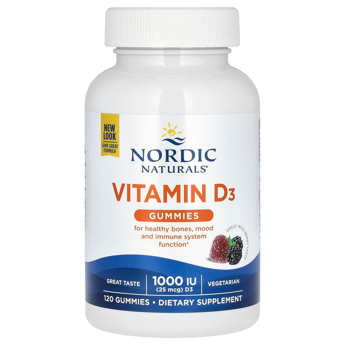 Gomas de Vitamina D3, 1000 UI de Frutos Silvestres - 120 gomas, Nordic Naturals