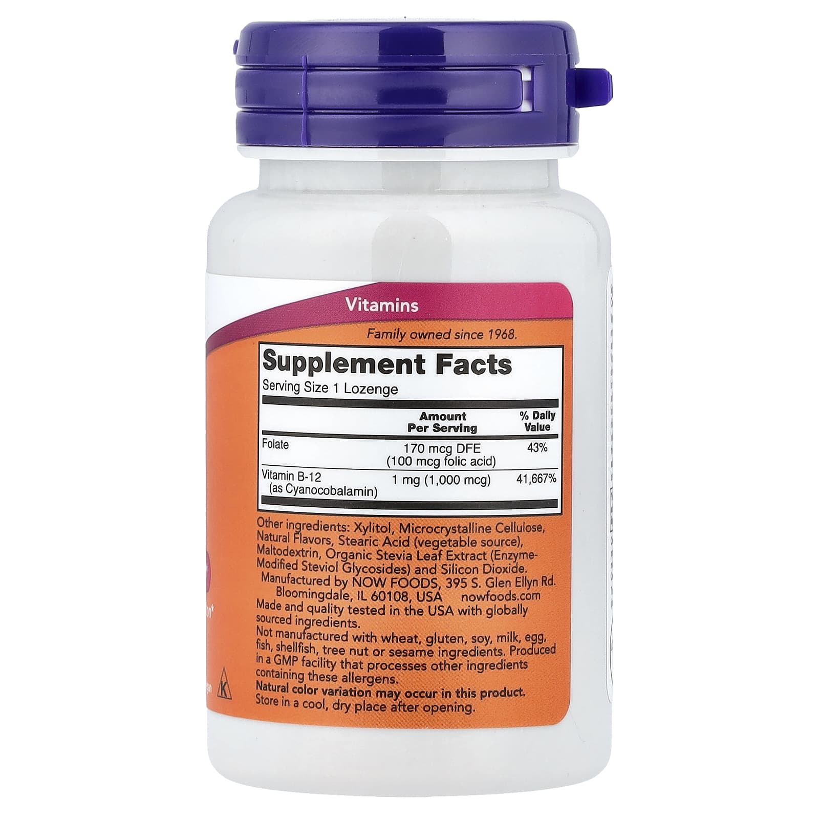 Vitamina B-12 - 1000mcg, 100 lozenges, Now Foods