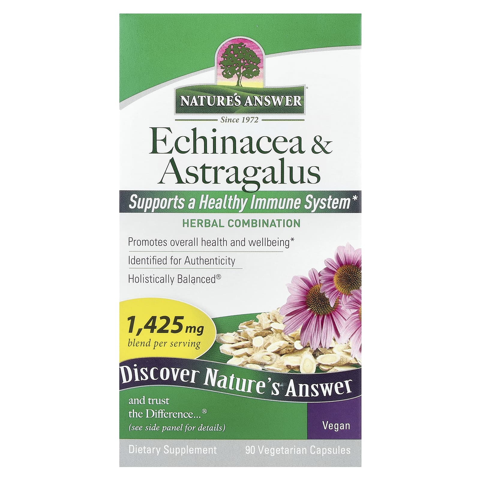 Equinácea e Astrágalo, 1425mg - 90 cápsulas vegetais - Nature's Answer