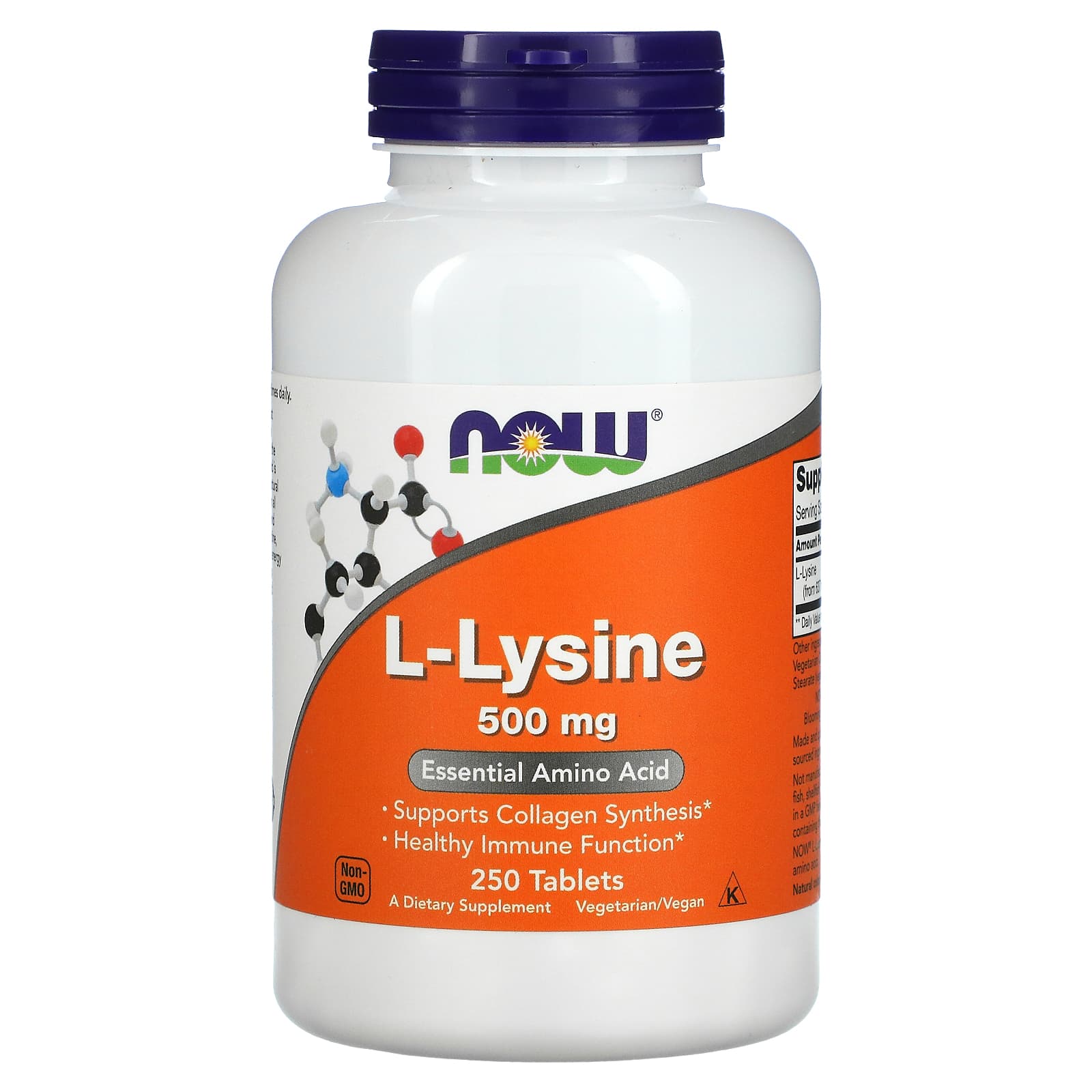 L-Lisina - 500mg, 250 comprimidos, Now Foods