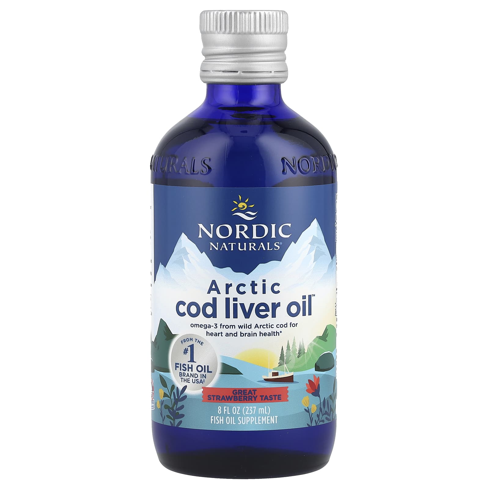 Óleo de fígado de bacalhau do Ártico - 1060 mg Morango - 237 ml., Nordic Naturals
