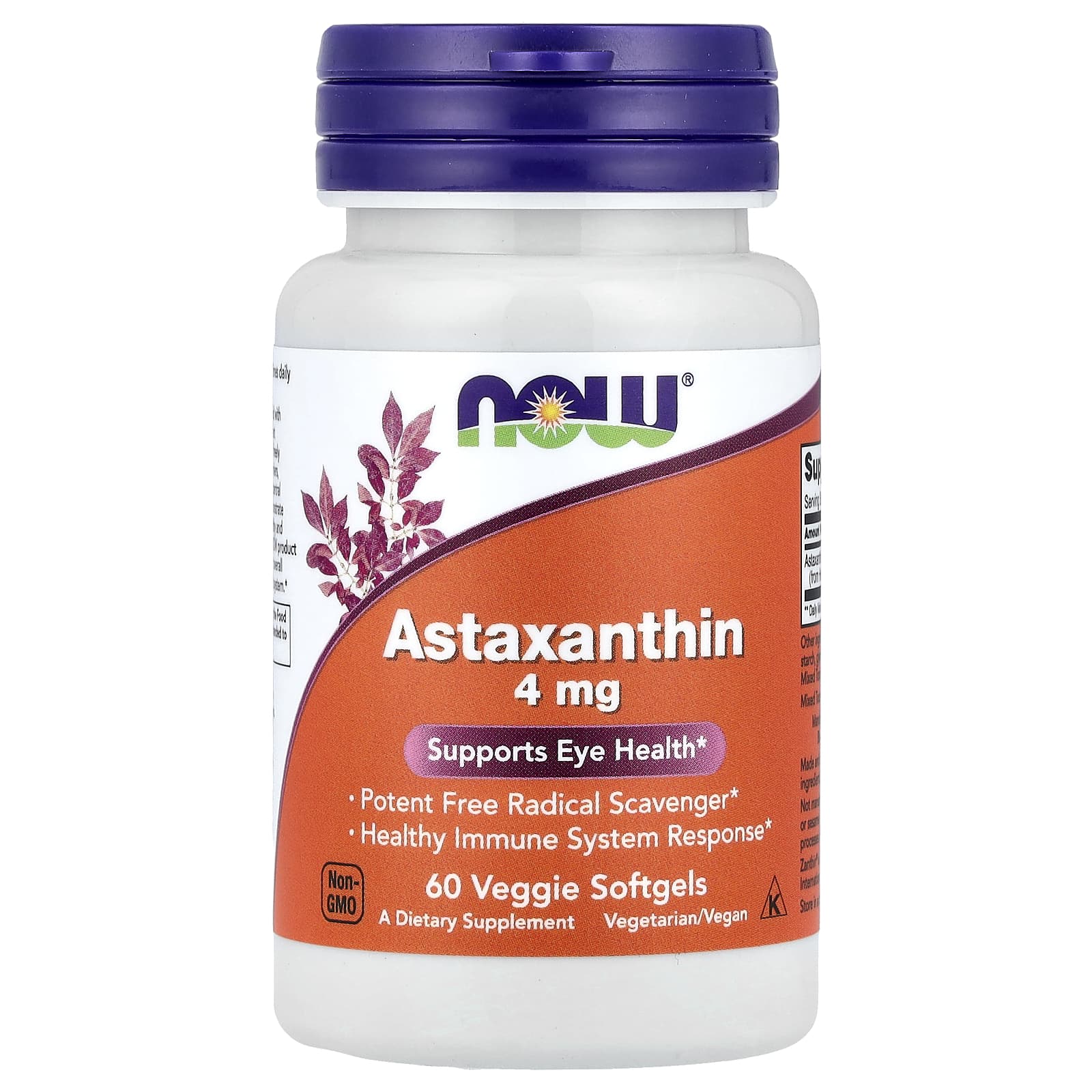 Astaxantina 4 mg, 60 cápsulas gelatinosas, Now Foods