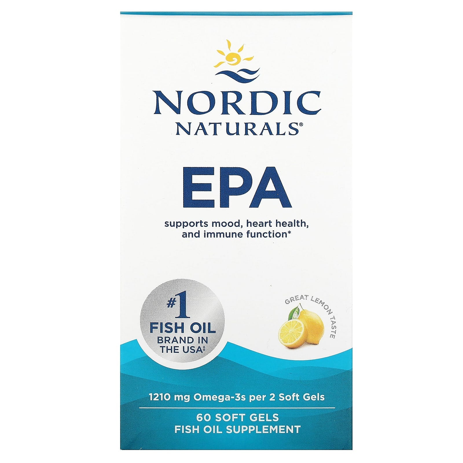 EPA, 1210mg Limão - 60 cápsulas gelatinosas, Nordic Naturals