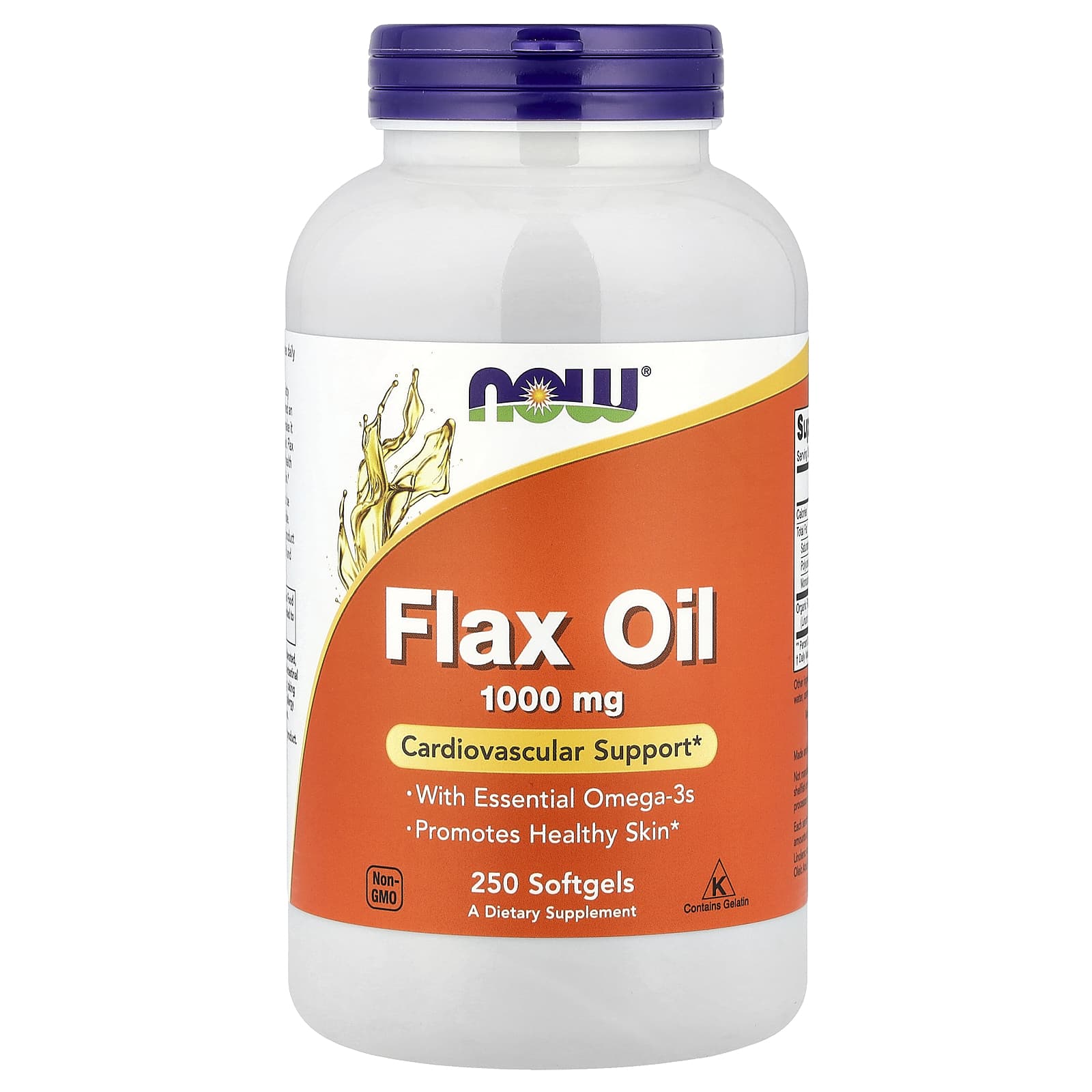 Óleo de linhaça - 1000mg, 250 softgels, Now Foods