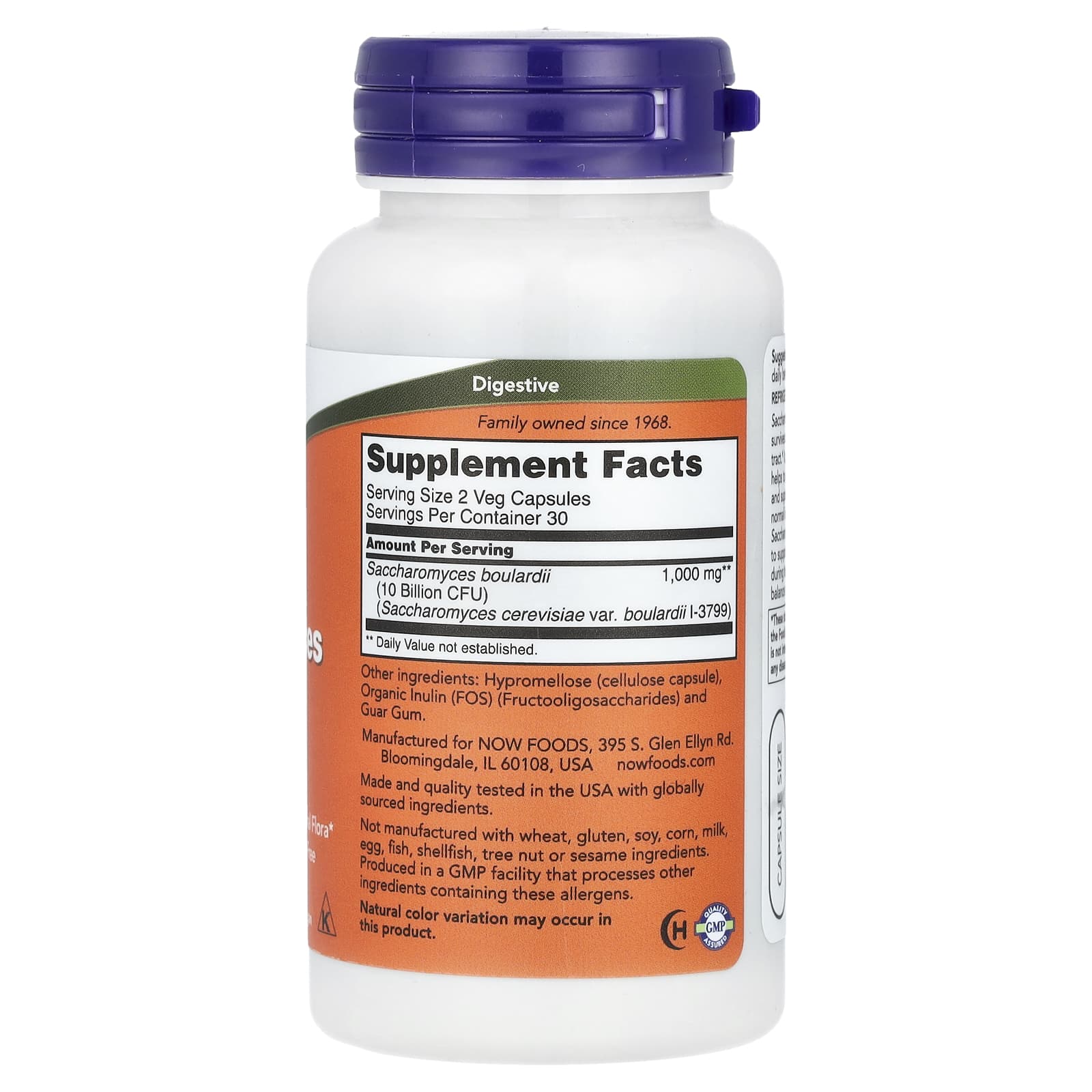 Saccharomyces Boulardii, 60 Cápsulas Vegetais, Now Foods