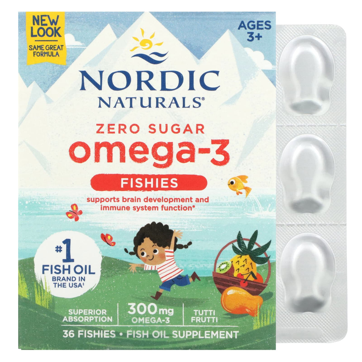 Peixes nórdicos com ômega-3, 300 mg de sabor delicioso de Tutti Frutti - 36 peixes, Nordic Naturals