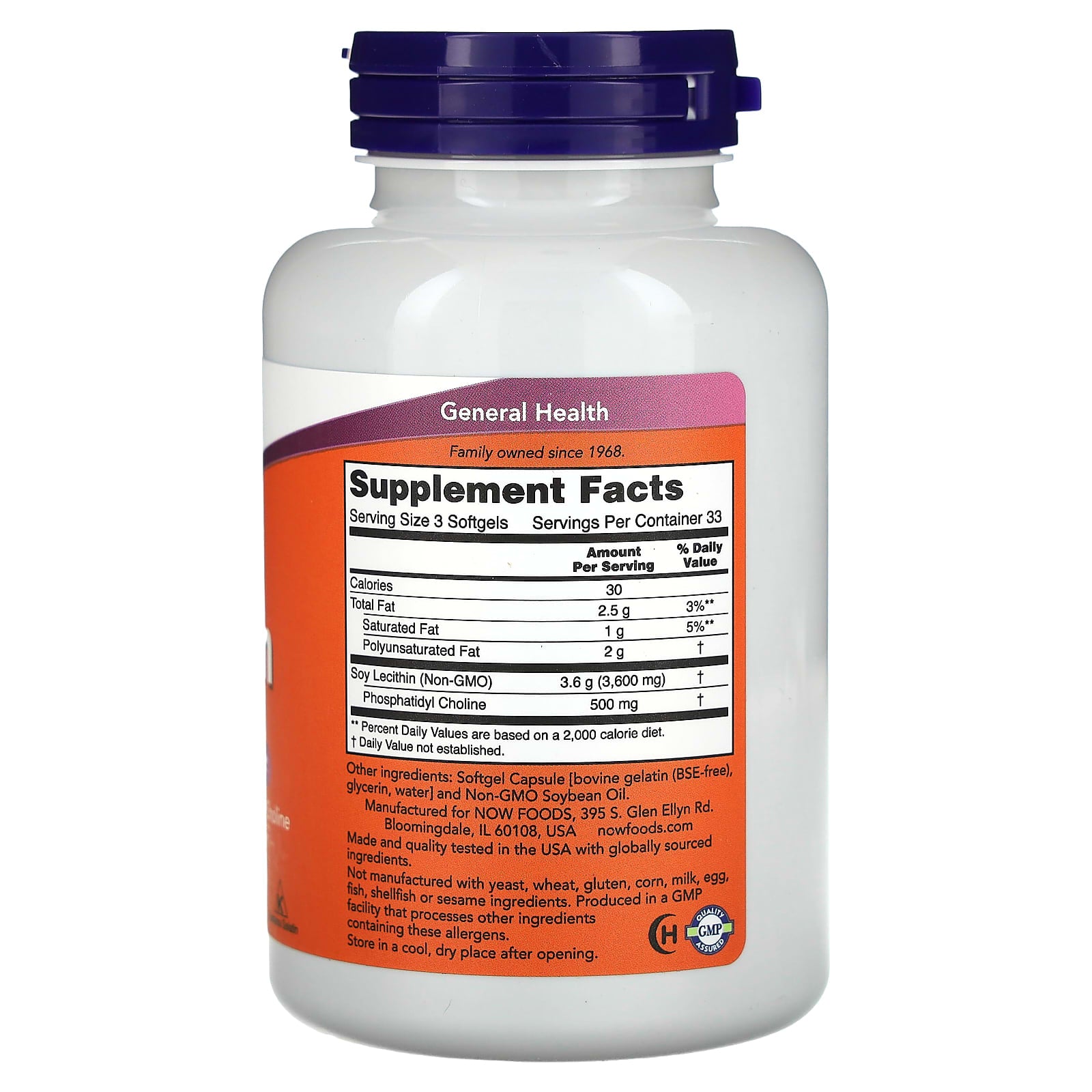 Lecitina - 1200mg Não OGM, 100 softgels, Now Foods