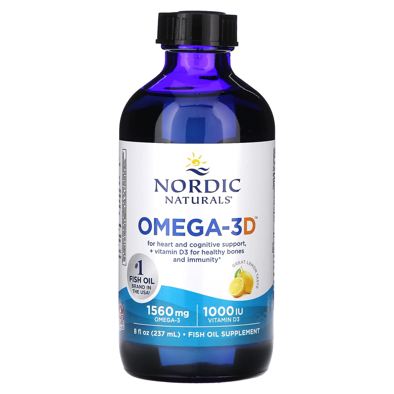 Ômega-3D - 1560mg Limão - 237 ml., Nordic Naturals