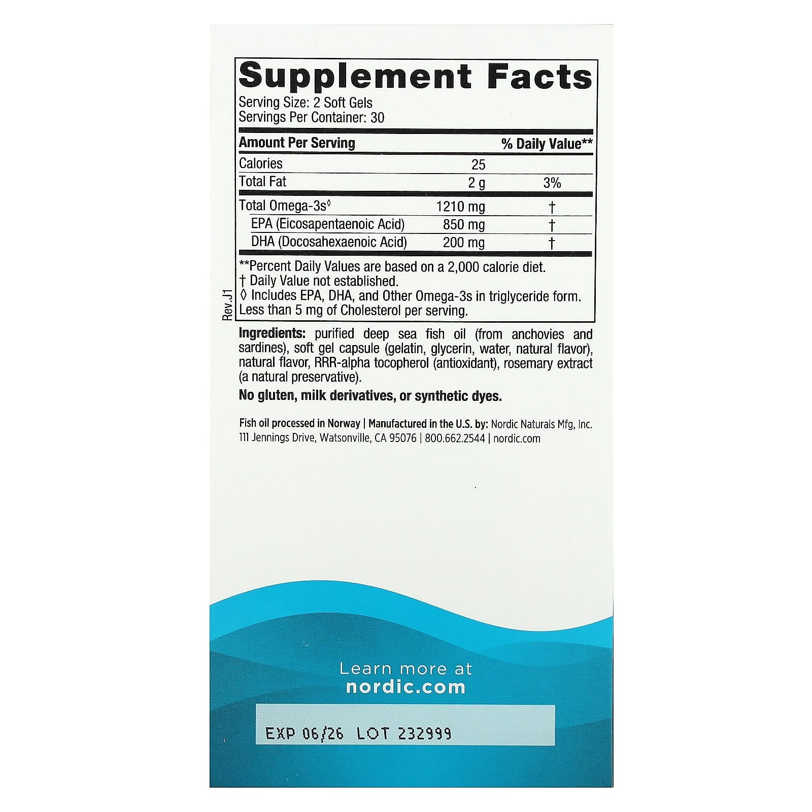 EPA, 1210mg Limão - 60 cápsulas gelatinosas, Nordic Naturals