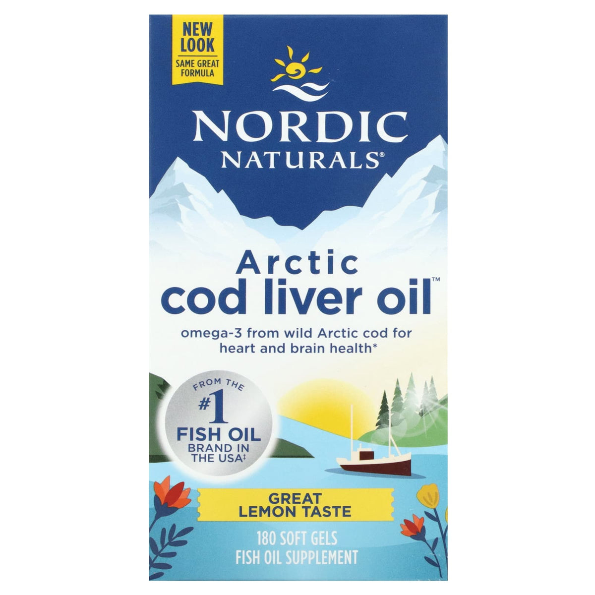 Óleo de fígado de bacalhau do Ártico - 750 mg Limão - 180 cápsulas gelatinosas, Nordic Naturals
