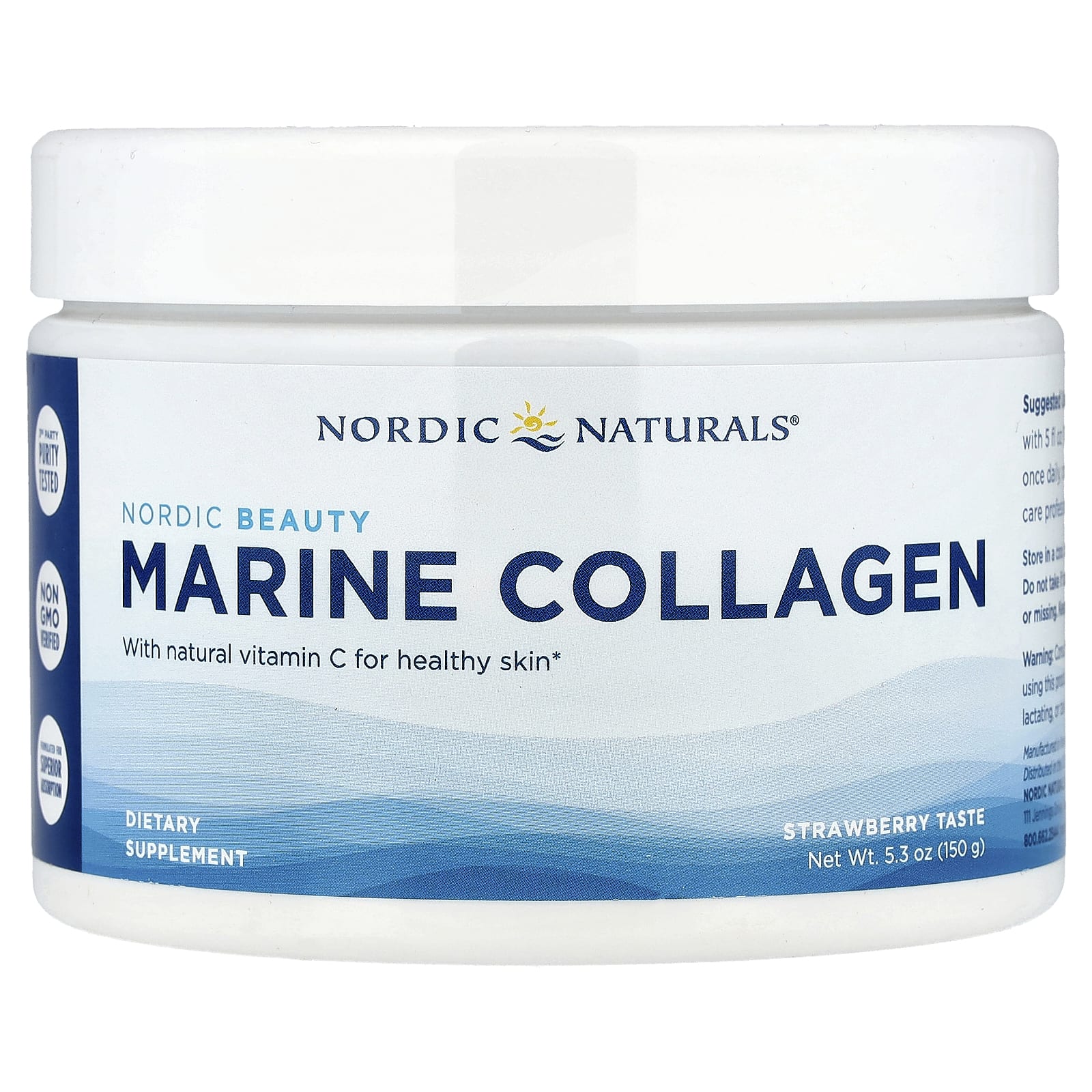 Colágeno Marinho, Morango - 150 gramas, Nordic Naturals