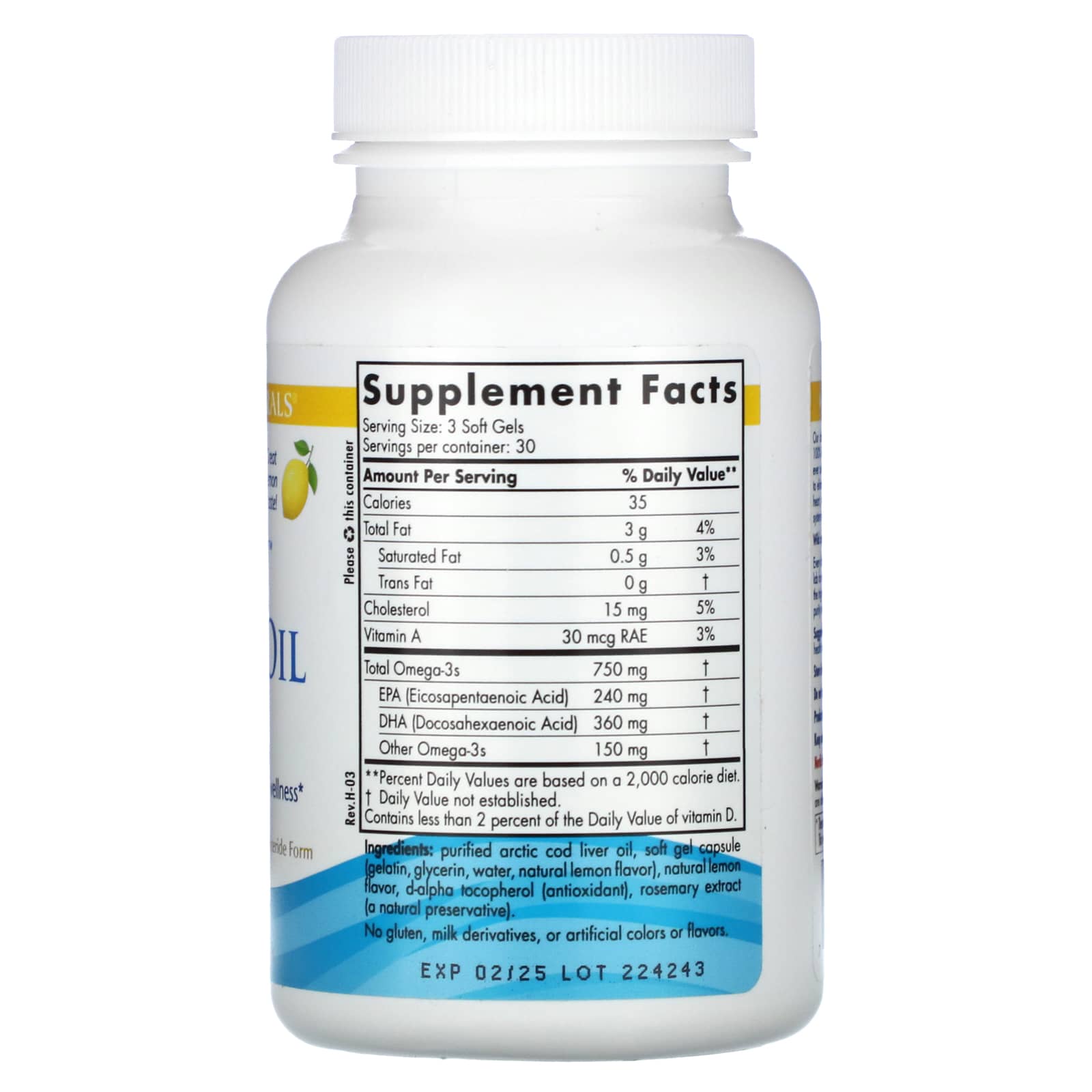 Óleo de Fígado de Bacalhau do Ártico - 750 mg Limão - 90 cápsulas gelatinosas, Nordic Naturals