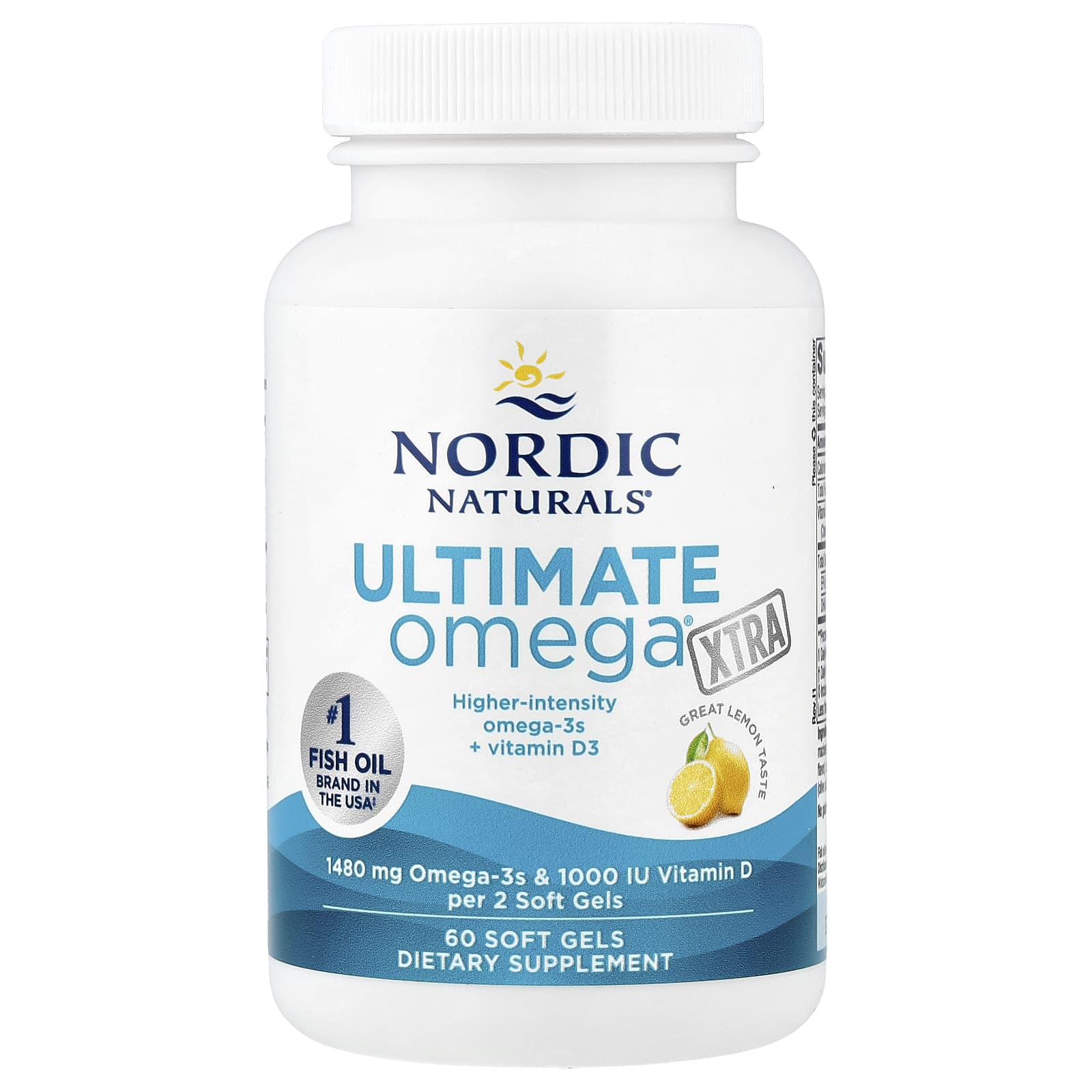 Ultimate Omega Xtra - 1480mg Limão - 60 cápsulas gelatinosas, Nordic Naturals