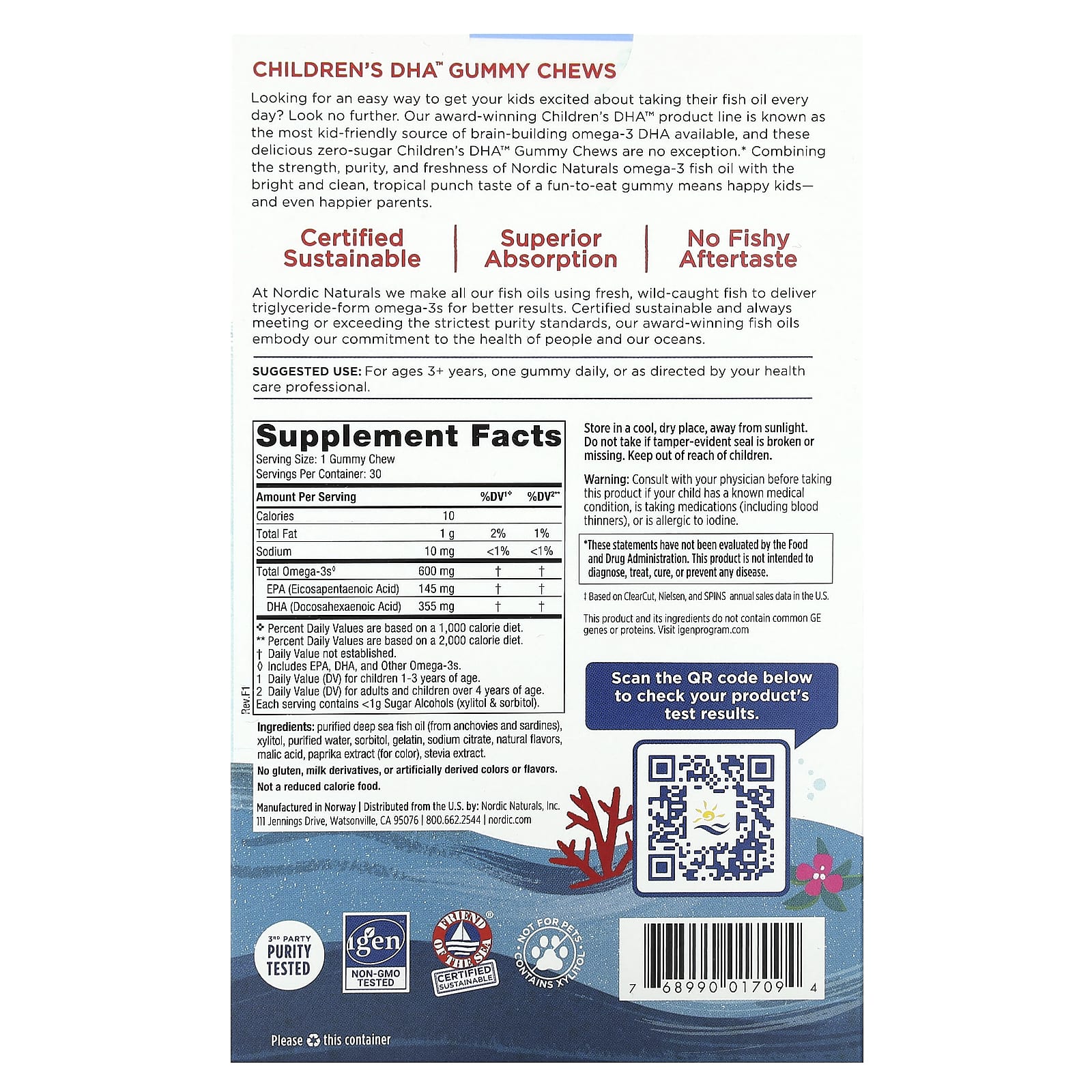 Gomas de DHA para crianças, 600 mg - 30 gomas, Nordic Naturals