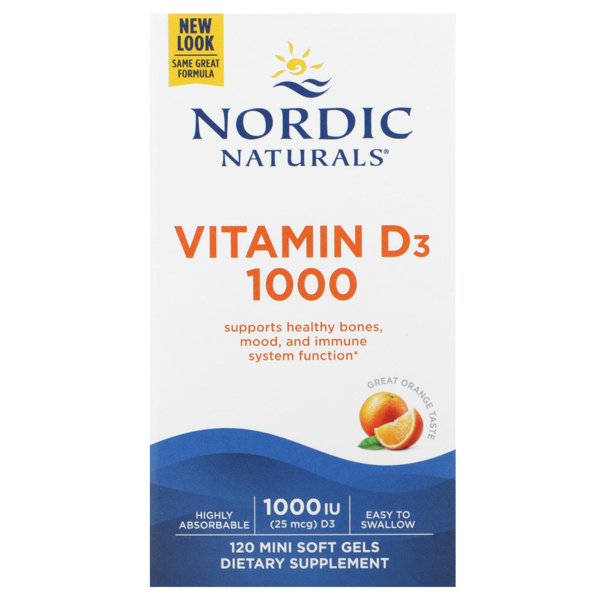 Vitamina D3, 1000 UI de Laranja - 120 cápsulas em gel, Nordic Naturals