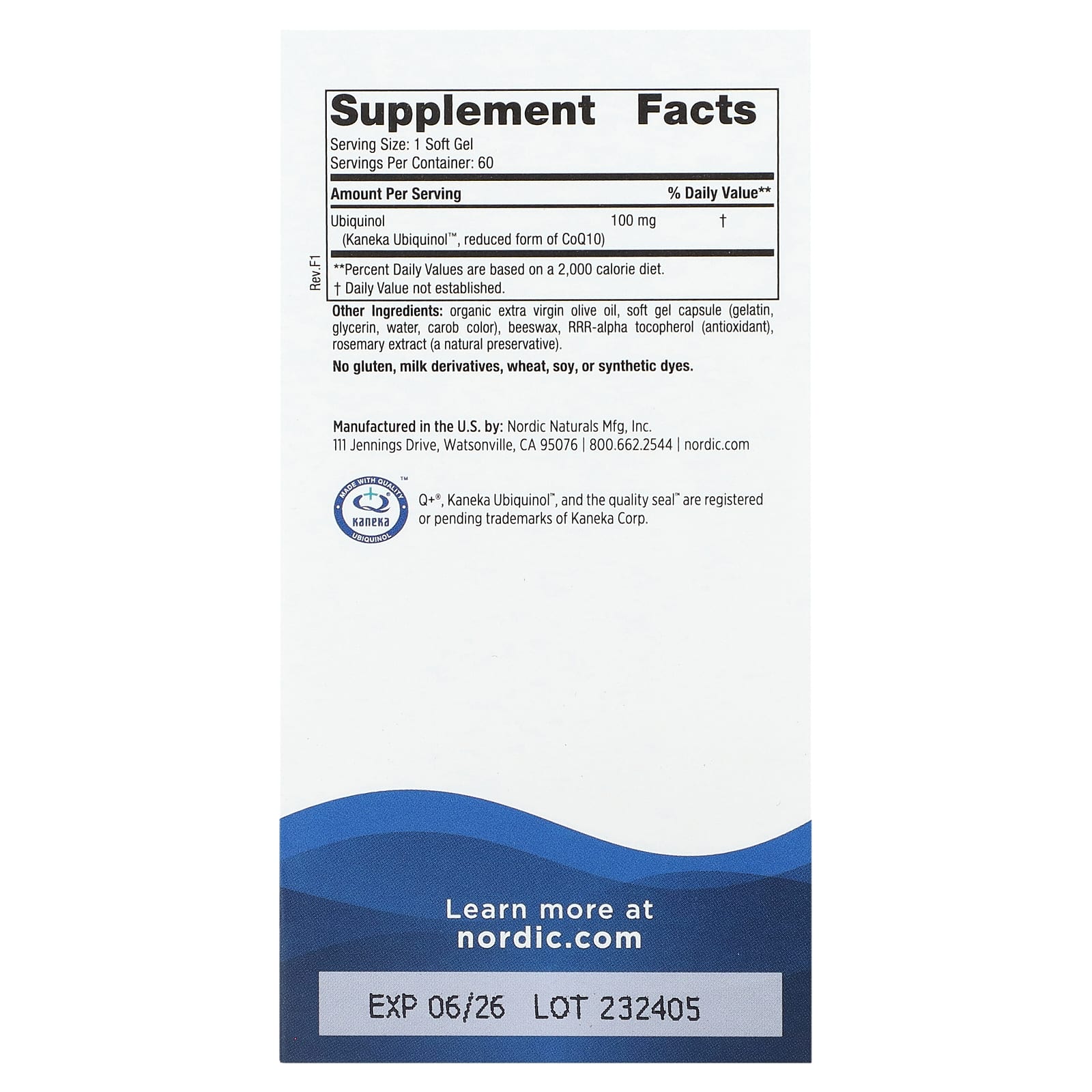Nordic CoQ10 Ubiquinol Sport, 100 mg - 60 cápsulas gelatinosas, Nordic Naturals